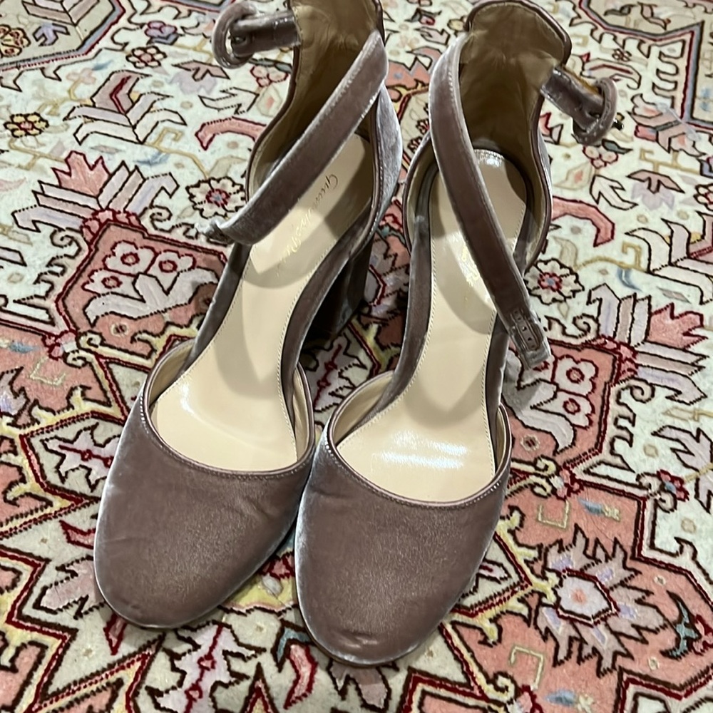 Sergio Rossi block heel velvet ankle strap shoes, EU39.5/US 8